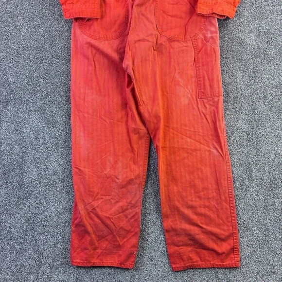 Vintage 60s HBT Coveralls Mens 38 Orange Herringbone Jumpsuit Union Detroit
